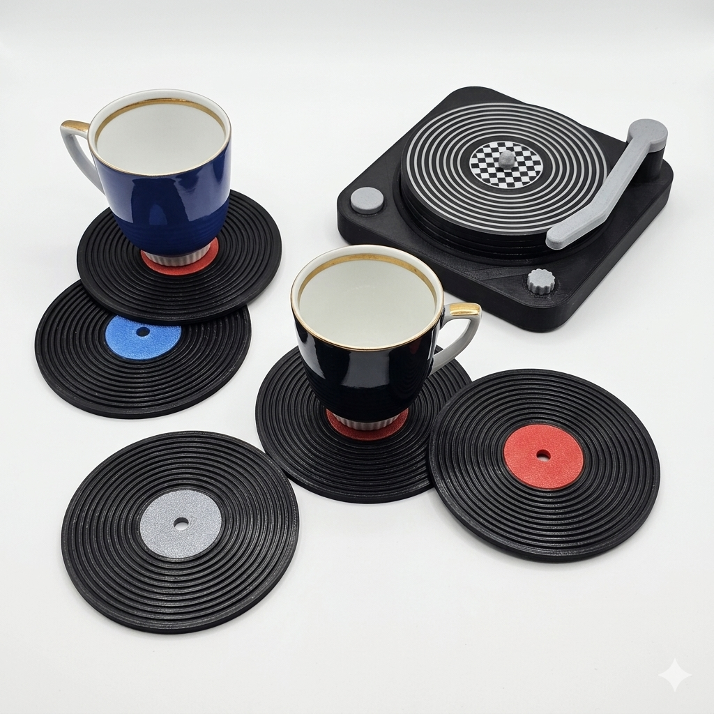 Retro Mini Player Vinyl Coaster Stacker