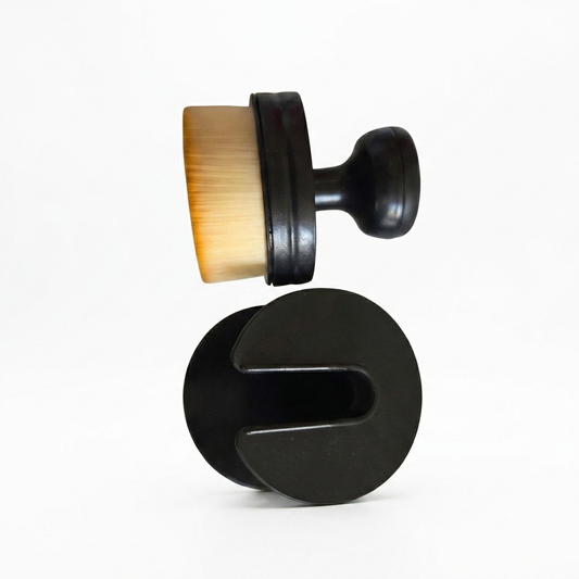 Soft vinyl cleaning brush and holder